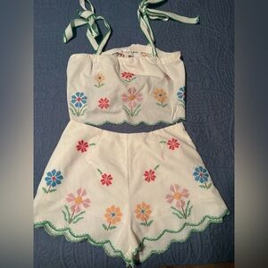 Floral Embroidered Two-Piece Set